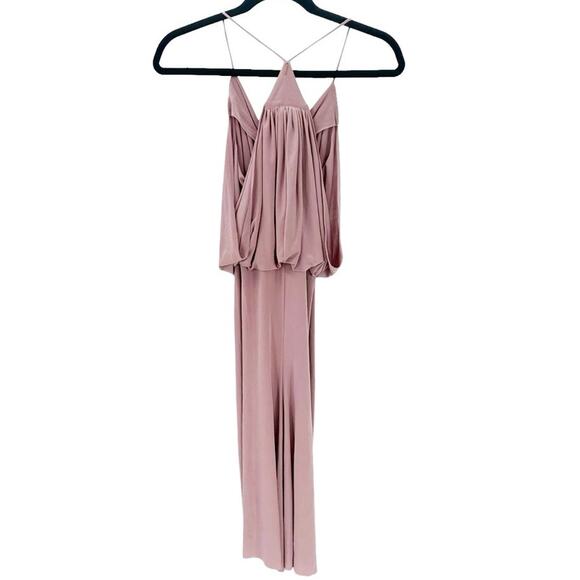 MISA Los Angeles Domino Tie Front Maxi Dress in Blush from Pink Size M NWT - Picture 5 of 13